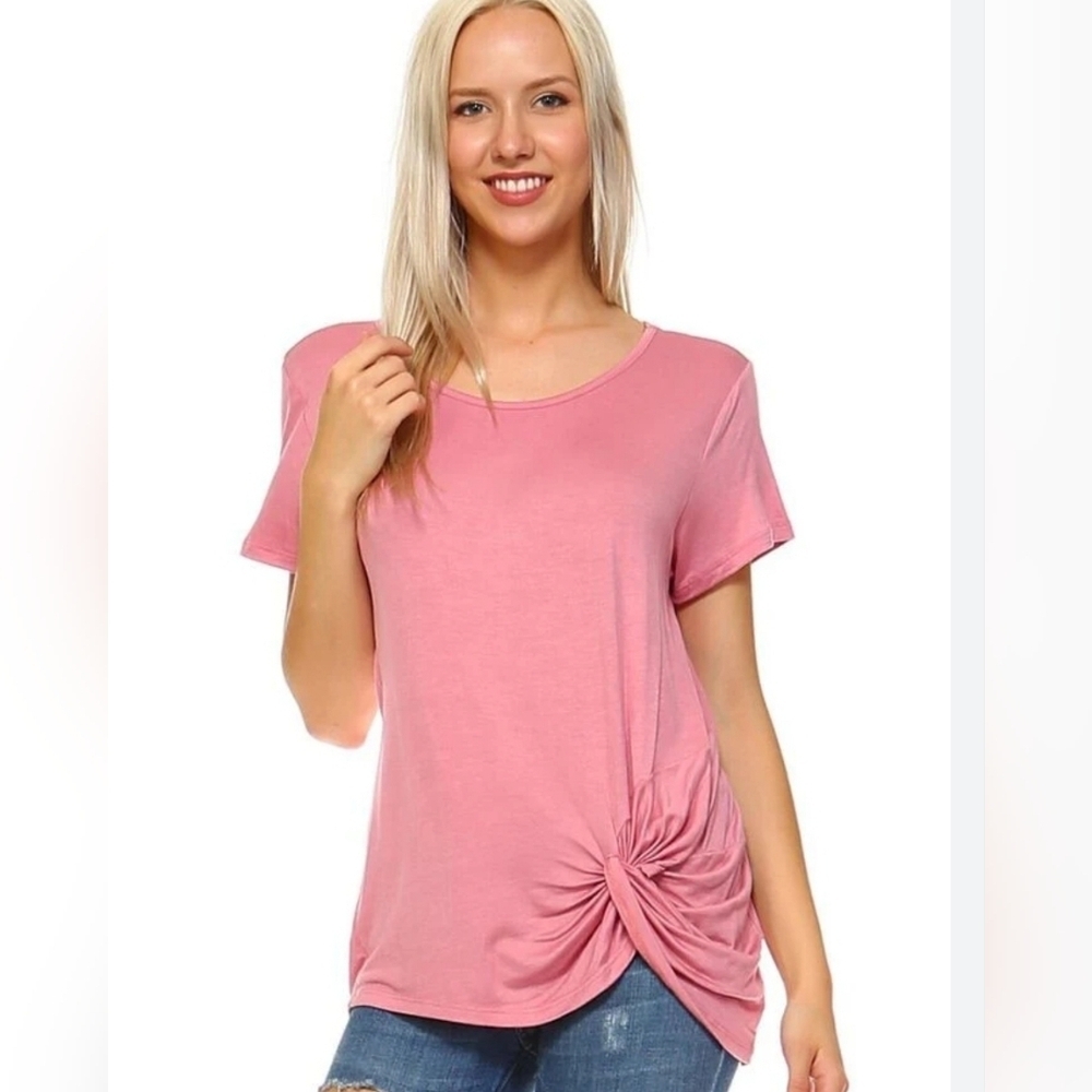 Twist front pink tshirt 3x